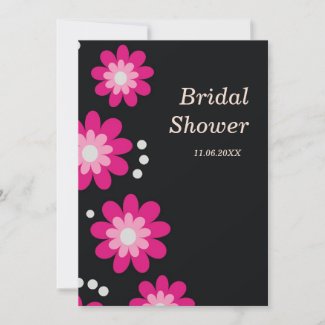 Pink Flowers Bridal Shower Invitations invitation