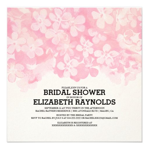 Pink Flowers Bridal Shower Invitations