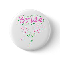 Pink Flowers Bride buttons
