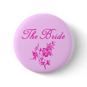 Pink Flowers Bride Products buttons by WeddingFun Pink Flowers Bride Products buttons