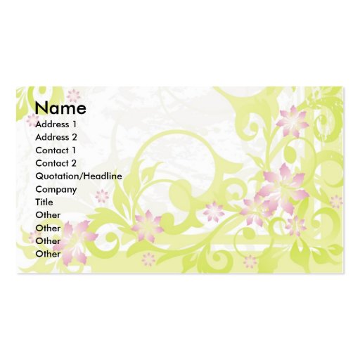 pink flowers business cards