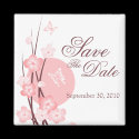 Pink Flowers Butterfly Save the Date Announcement magnets