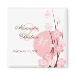 Pink Flowers Butterfly Save the Date Announcement