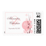 Pink Flowers Butterfly Save the Date Announcement Stamps