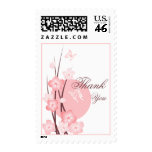 Pink Flowers Butterfly Thank You Stamps
