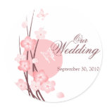 Pink Flowers Butterfly Wedding Announcement