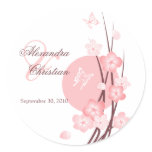 Pink Flowers Butterfly Wedding Announcement