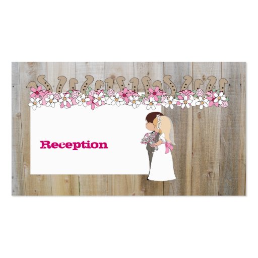 Pink Flowers Country Western Reception Cards Business Card Templates (front side)