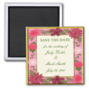 Pink Flowers Custom Save The Date Magnet