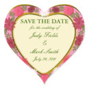 Pink Flowers Custom Save The Date Stickers