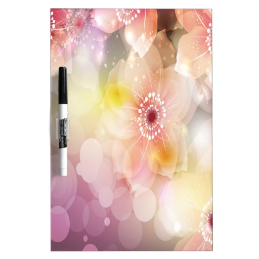 Pink Flowers Dry Erase Whiteboard | Zazzle