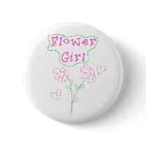 Pink Flowers Flower Girl buttons