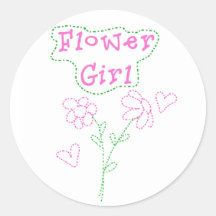 Pink Flowers Flower Girl Round Sticker