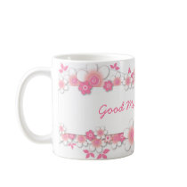 Pink flowers, Good Morning Honey mugs