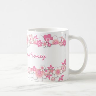 Pink flowers, Good Morning Honey mug