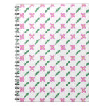 Pink Flowers Green Leaves Pattern Notebook