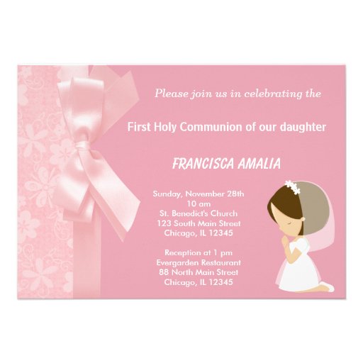 Pink Flowers Holy Communion Announcements (front side)