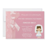 Pink Flowers Holy Communion Custom Announcements