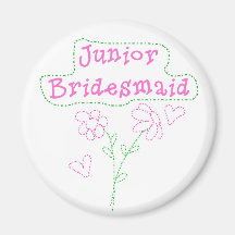 Pink Flowers Junior Bridesmaid Refrigerator Magnets