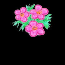 Pink Flowers & Leaves t-shirts