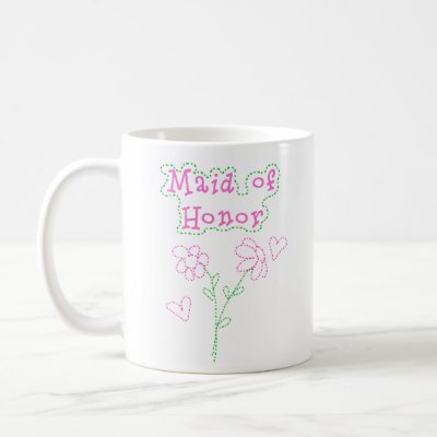 Pink Flowers Maid of Honor Coffee Mugs