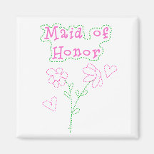 Pink Flowers Maid of Honor Magnets