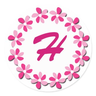 Pink Flowers Monogram Stickers H sticker