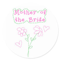 Pink Flowers Mother of Bride stickers