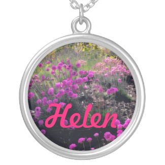 Pink Flowers Name Necklace necklace