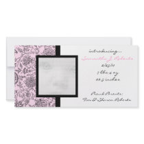 Pink Flowers New Baby Announcement Photo Cards