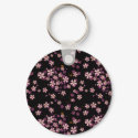 Pink Flowers on Black keychains