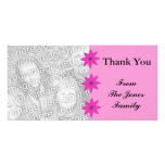 pink flowers photo card template