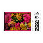 pink flowers postage stamp