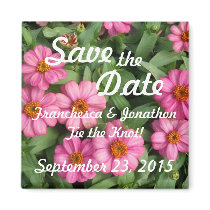 Pink Flowers Save the Date Magnet magnets