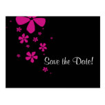 Pink Flowers Save the Date Postcard with Photo