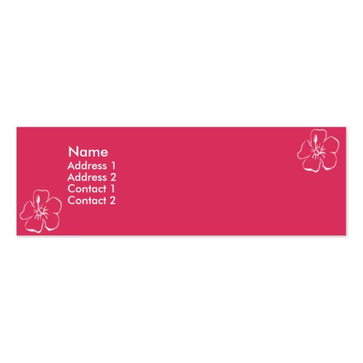 Pink Flowers - skinny Business Card Templates (front side)