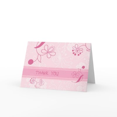 Pink Flowers Thank You Flower Girl Card