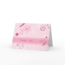 Las flores rosadas le agradecen tarjeta del floris tarjetas