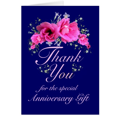 Pink Flowers Thank You For Anniversary T Card Zazzle