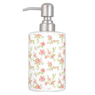 Delicate floral soap dispenser with coral Pink Flowers
