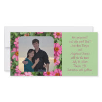 Pink Flowers Wedding Announcement photo cards