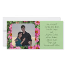 Pink Flowers Wedding Announcement photo cards