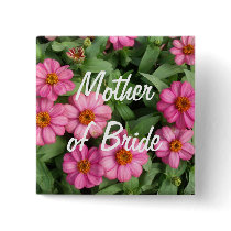 Pink Flowers Wedding buttons