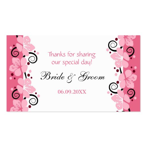 Pink Flowers Wedding Favor Gift Tags Thank You Business Card