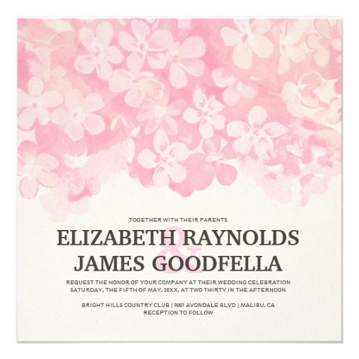 Pink Flowers Wedding Invitations