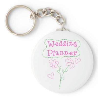 Pink Flowers Wedding Planner Keychain