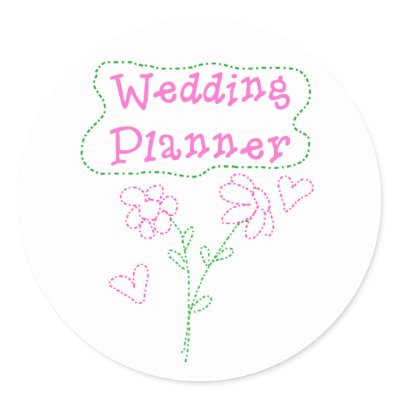 Pink Flowers Wedding Planner Sticker