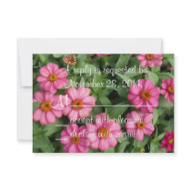 Pink Flowers Wedding RSVP Card invitations