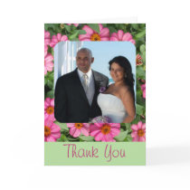Pink Flowers Wedding Thank You Cards cards