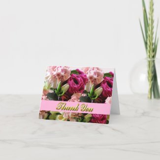 Pink Flowers Wedding Thank You Note Card zazzle_card